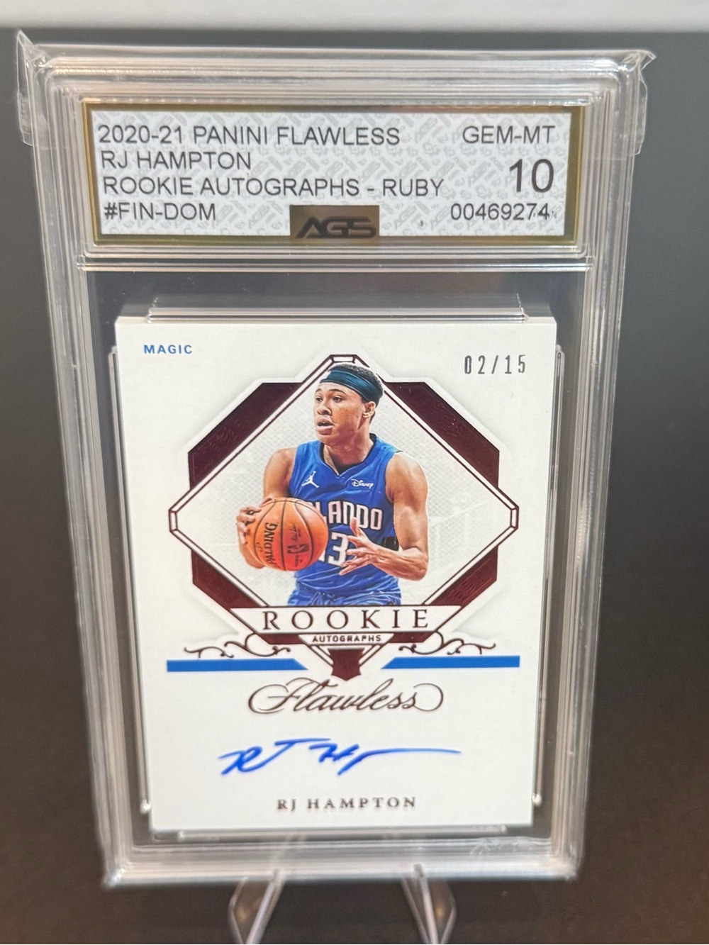 2020-21 Panini Flawless RJ Hampton Rookie Autograph Card-Ruby-AGS-10 # FIN-DOM